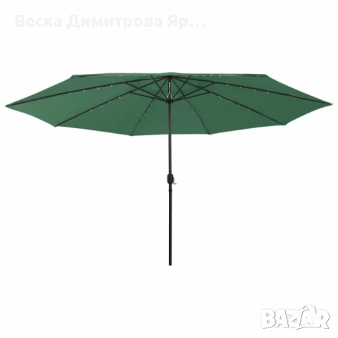 Градински чадър 300x260 см – Зелен плат с черна основа, снимка 4 - Градински мебели, декорация  - 50608261