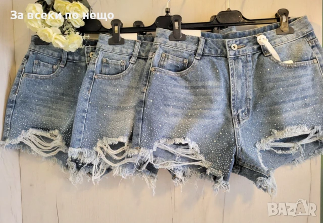 Дамски Къси Дънки🔝Дамски Къси Дънкови Панталони С Камъчета Код BS-33, снимка 6 - Къси панталони и бермуди - 51073944