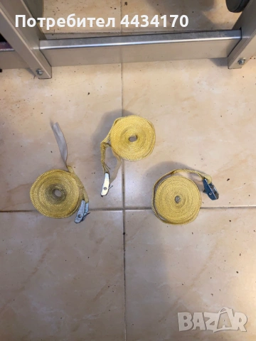 Спешно! Комплект 3 бр. жълти товарни колани (тресчотки) – 3.5 м