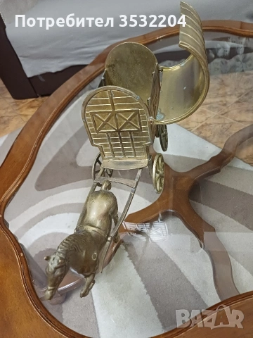 Бронзов кон и кола, снимка 4 - Антикварни и старинни предмети - 53306054