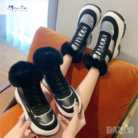 Дамски боти с пух