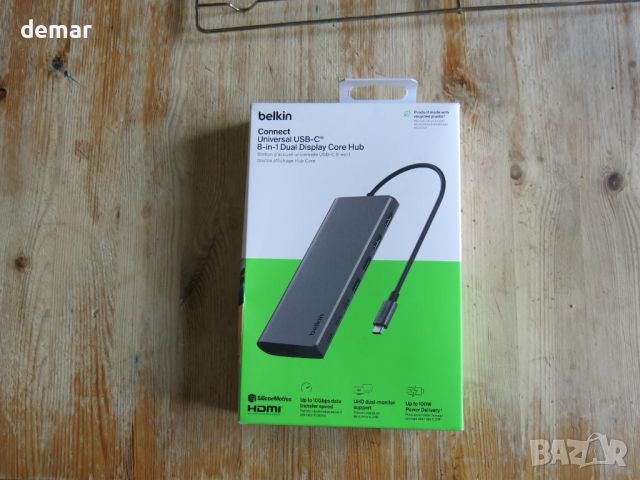 Belkin USB-C 8 в 1 хъб,2 USB-C, 2 USB-A, 2 HDMI, Ethernet и 100 W порт, снимка 9 - Кабели и адаптери - 46633818