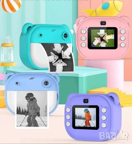 Детски фотоапарат с принтер 32BG,камера с незабавно отпечатване