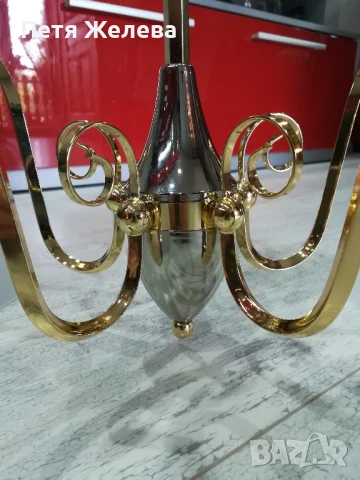 Полилей метал и стъкло/5 осветителни тела/-Австрия , снимка 9 - Полилеи - 50724465