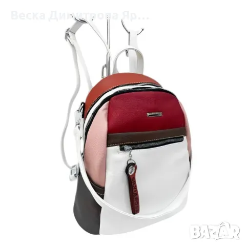 Компактна дамска раница с пъстър дизайн от еко материал, снимка 5 - Чанти - 50198373