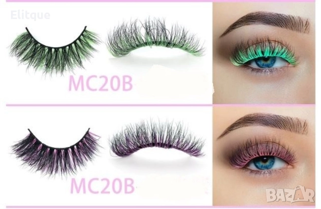 Флуористентни цветни изкуствени мигли, различни цветове  , снимка 3 - Козметика за лице - 52906369