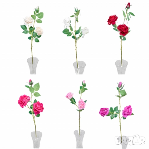 Изкуствени стръкове с рози – 6 цвята, снимка 4 - Други стоки за дома - 52137667