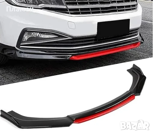 Спойлер преден,универсален лип спойлер нож за броня 4 части ЧЕРЕН, снимка 5 - Аксесоари и консумативи - 47420502