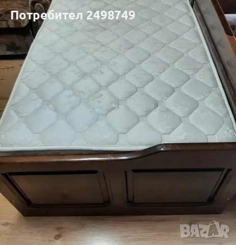Легло, единично от масивна дървесина + матрак , снимка 6 - Спални и легла - 49799437