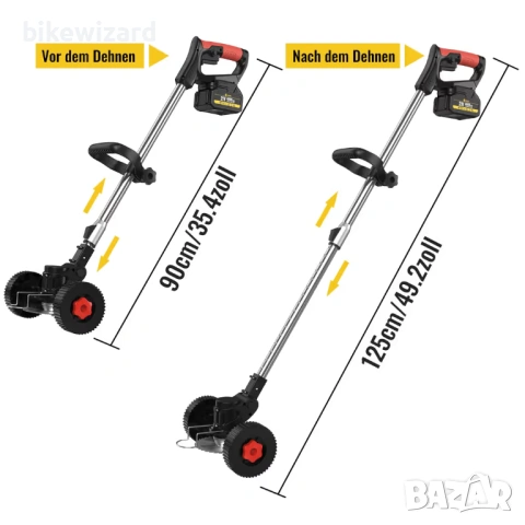 Безжичен тример за трева CONENTOOL 600W с 2 батерии по 2000Ah 21V НОВО, снимка 2 - Градинска техника - 53488953