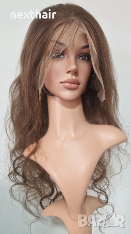 Естествена чуплива перука от 100% бразилска коса, дължина 70-75 см, дантелена зона 13х6, снимка 2 - Аксесоари за коса - 53176345
