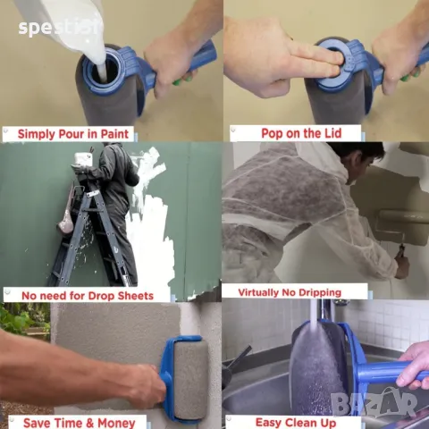 Комплект голям и малък валяк за боядисване с резервоар, снимка 11 - Бои, лакове, мазилки - 49692898