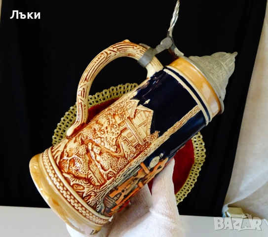 Халба с калаен капак Löwenbräu München., снимка 7 - Антикварни и старинни предмети - 52887300