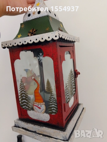 Метален фенер коледен, 30см