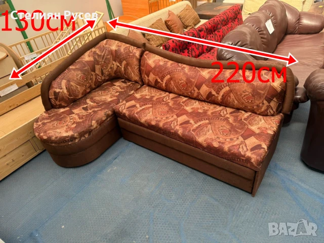 0808  разтегателен ъглов  Диван / канапе с ракла и функция сън 220/130см -цена 250 лв               , снимка 1