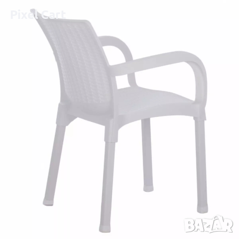 Полипропиленов стол с подлакътници - Бял, снимка 5 - Столове - 44979190