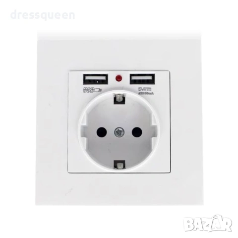 4618 Универсален единичен контакт с двойно USB захранване – Бял, лесен за инсталиране