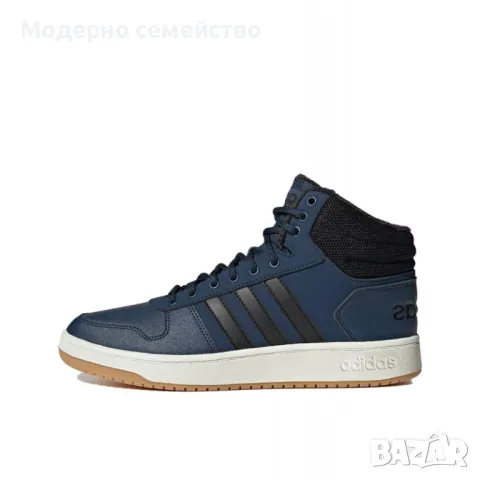 Мъжки зимни обувки ADIDAS Hoops 2.0 Mid Shoes Navy, снимка 4 - Мъжки боти - 47951563