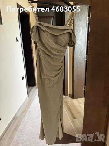 Официална рокля с брокат в сив цвят, снимка 3 - Рокли - 52796029