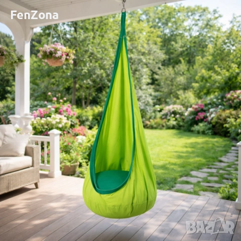 Висящ стол пашкул, хамак за деца Cocoon, зелен и син, С надуваема възглавница, снимка 3 - Други - 54227519