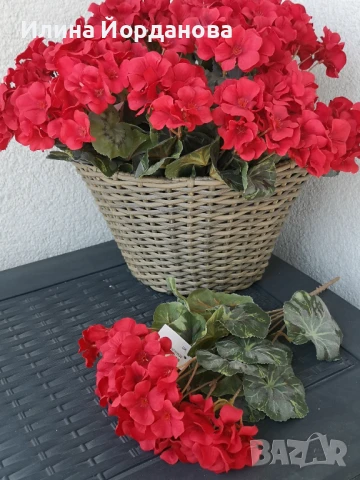 Изкуствено червено мушкато, снимка 6 - Изкуствени цветя - 51038398