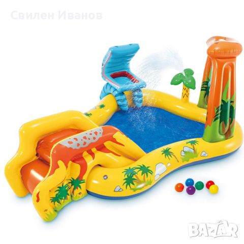 Пълно лятно забавление: Пръскащ надуваем басейн с пързалка за безкрайно удоволствие в горещите летни, снимка 1 - Басейни и аксесоари - 45323971