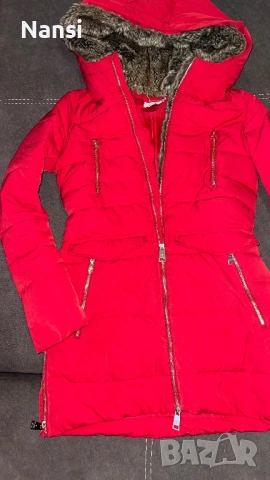 Прекрасно яке на Motivi с топла подвижна качулка в красив червен цвят, снимка 11 - Якета - 53224066