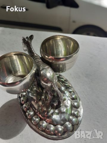 Стара малка антикварна сребърна солница с магаре маркировки, снимка 4 - Антикварни и старинни предмети - 45734075
