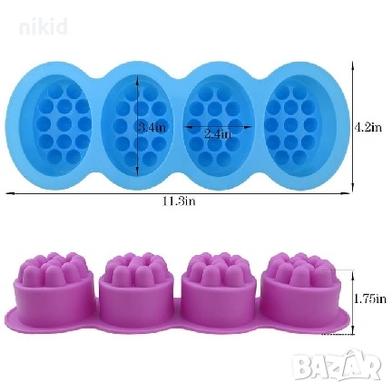 четворен Силиконов молд форма калъп за направа на ексфолиращ масажен масажиращ  сапун , снимка 4 - Форми - 30111202