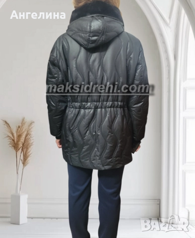 Елегантно дамско зимно палто в черно., снимка 3 - Якета - 52386139