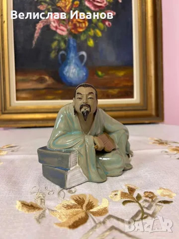 Винтидж керамична колекционерска фигура Shiwan mudman. Глазирана.Перфектно., снимка 3 - Колекции - 49673098