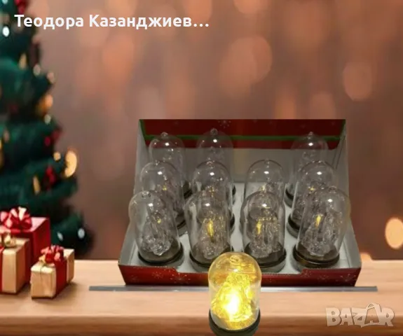 Кристална коледна стъкленица с LED светлина, снимка 2 - Лед осветление - 47775793