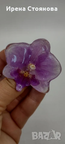 Регулируем пръстен с естествен цвят на орхидея. , снимка 3 - Пръстени - 50565167