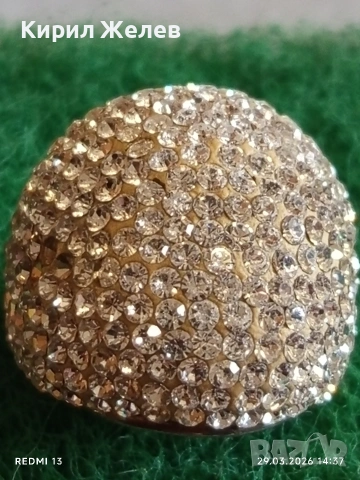 Коктейлен сребърен пръстен инкрустиран с множество кристали стил и елегантност 54183, снимка 3 - Пръстени - 54014715