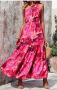 Дълга лятна рокля в розово-лилавата гама, с едно рамо, снимка 1 - Рокли - 45490595