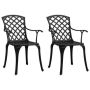 vidaXL Градински столове, 2 бр, лят алуминий, черни(SKU:315568