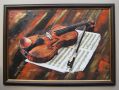 Картина Цигулка надрисувана репродукция рамка 40/55 см, нова, снимка 1 - Картини - 46021670