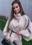 Дамско елегантно бежово пончо с колан , снимка 5