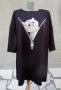 4XL Нова черна блуза с котенце, снимка 1 - Тениски - 45702545