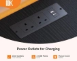 Ъглово бюро L-образно 135x100 см с контакти и USB – офис/гейминг, снимка 3