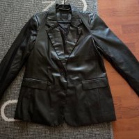 Черно кожено сако, снимка 1 - Сака - 45479102