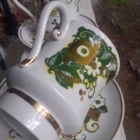 Руски порцелан позлата две големи чаши с чинийки печати, снимка 4 - Антикварни и старинни предмети - 45387454