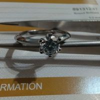 Сребърен пръстен 0.5 карата с мойсанит (диамант) Сертификат, снимка 5 - Пръстени - 45789133