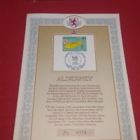 Мемориален лист специална марка ALDERNEY ограничено номерирано издание 44704, снимка 6 - Други ценни предмети - 45263256