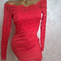 Страхотна  червена рокля С, снимка 2 - Рокли - 45263870