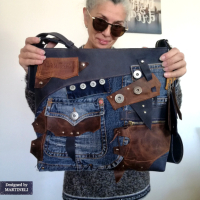 Дамска кожена чанта,Голяма синя кожена чанта,Чанта от естествена италианска кожа, снимка 4 - Чанти - 45036616