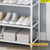 Закачалка за дрехи с рафтове за обувки, Портманто в бял цвят 80x171x25cm - КОД 4077, снимка 9 - Портманта - 45495394
