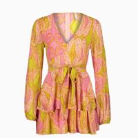 Многоцветен летен гащеризон тип рокля, снимка 1 - Рокли - 45216190
