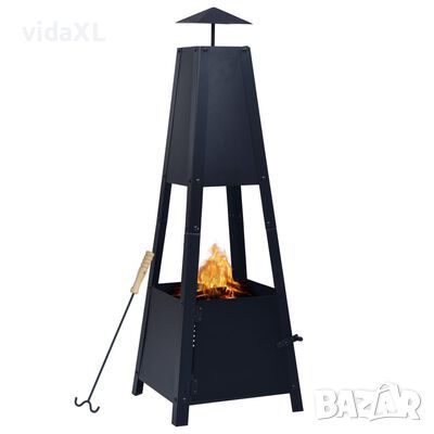 vidaXL Преносимо огнище, черно, 35x35x99 см, стомана(SKU:46648, снимка 1