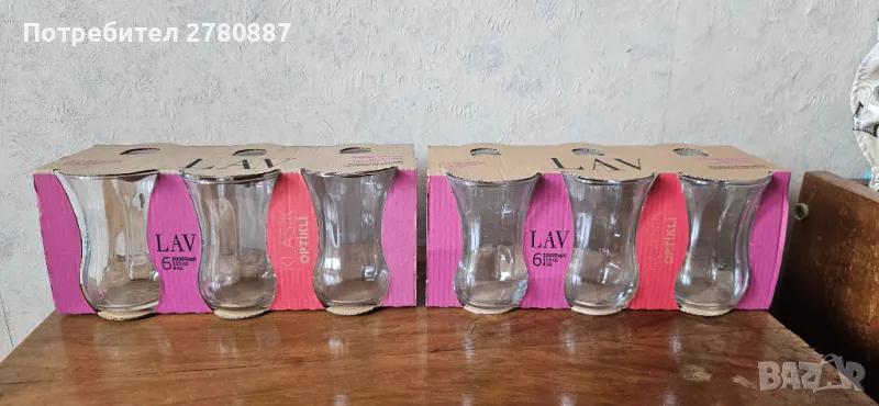 2 комплекта стъклени малки чаши 115мл турски чай , снимка 1